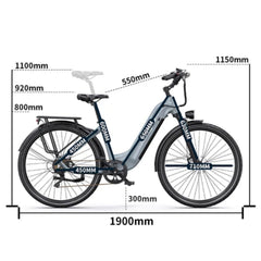 ONESPORT OT05 PRO | 27.5″ City E-Bike, 250W Motor, 130KM Range, 36V 22.5Ah Battery