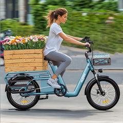 ONESPORT OT01 Cargo Ebike | 650W Brushless Motor, 48V 27Ah Battery, 180km Max Range (Assisted), 20″ x 2.6″ Tires, Bluetooth & App Support, High Cargo Capacity